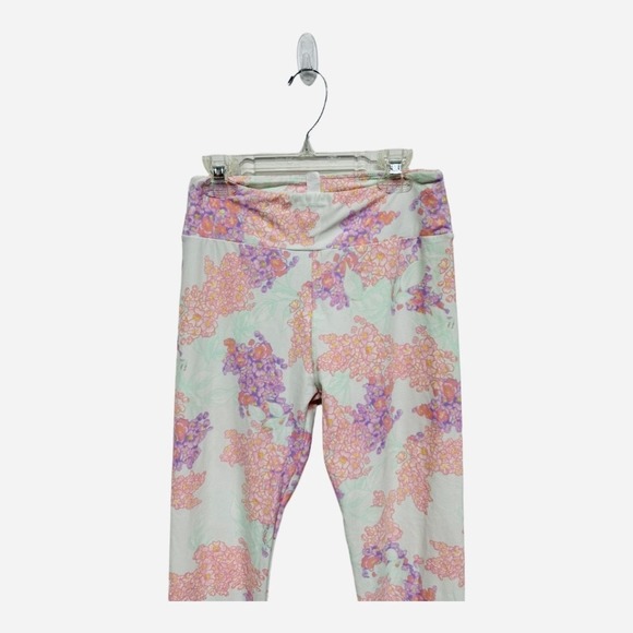 Lularoe White Background Floral Leggings One Size (OS) Butter soft - Picture 2 of 5